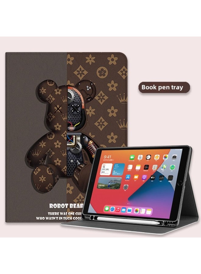 For Ipad9 Protective Cover 2021 10.2 Inch Air310.5 Inch 2020 Pro11 Cartoon Mini6 Shell 45-Color:Coffee-colored Violent Bear (Pen Slot)-Applicable Model:ipad 2019/2020/2021(10.2 Inches) Universal