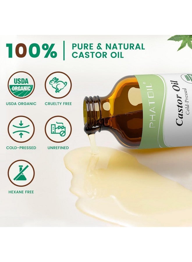 PHATOIL PHATOIL Organic Cold Pressed Castor Oil, 236ml/8fl.oz Glass Bottle with Pump Dispenser, USDA Certified Organic, Rich in Omega Fatty Acids, Ideal for Hair and Skin Care - Image 2