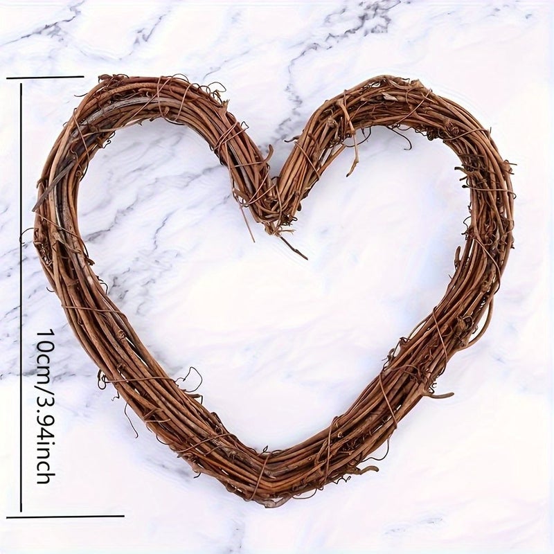 2pcs 40cm Heart Shaped Natural Grapevine Wreath Base for Rustic Wedding Party Hanging Decoration - Image 3