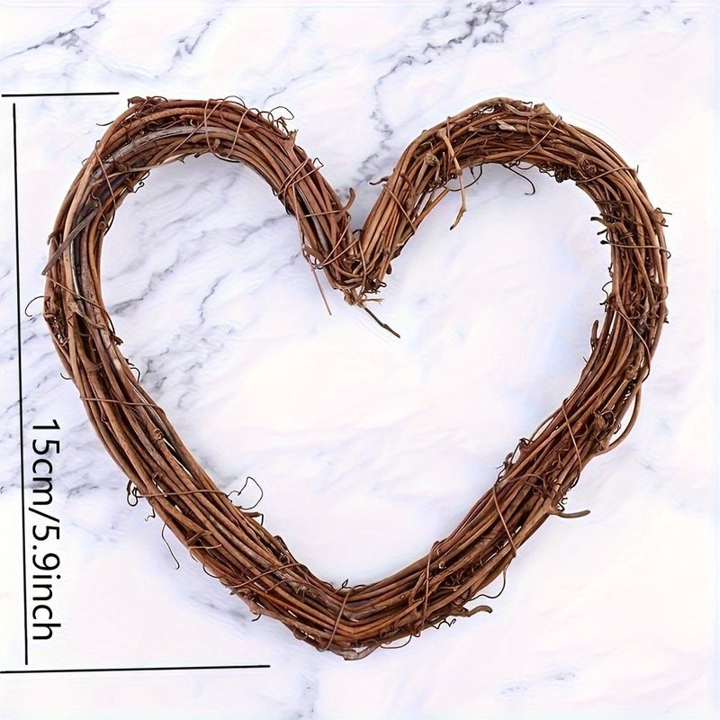 2pcs 40cm Heart Shaped Natural Grapevine Wreath Base for Rustic Wedding Party Hanging Decoration - Image 5