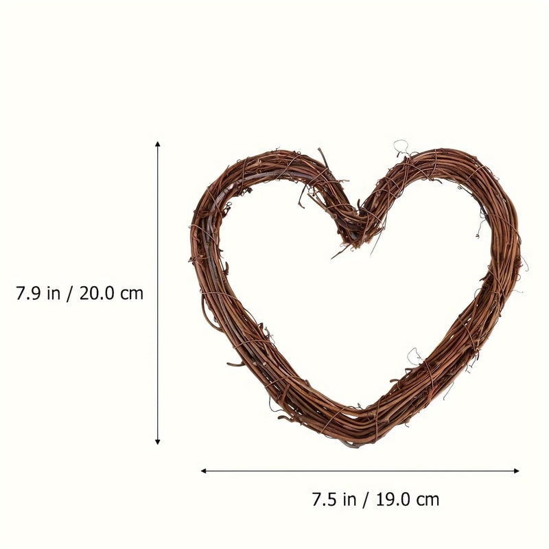 2pcs 40cm Heart Shaped Natural Grapevine Wreath Base for Rustic Wedding Party Hanging Decoration - Image 4