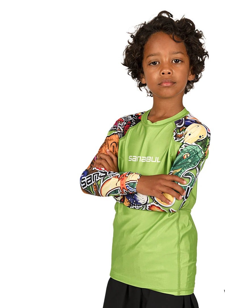 Sanabul  SB KIDS RASH GUARD DINO JUNGLE GREEN  MEDIUM - Image 2