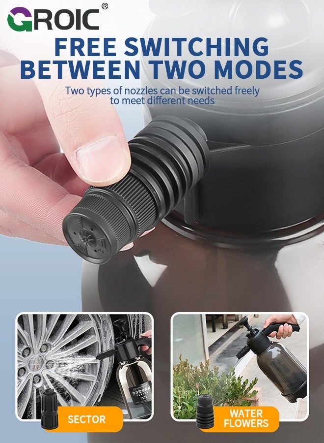 GROIC 2L Manual Pressure Foam Sprayer – Heavy Duty Garden Spray Bottle with Fan & Watering Nozzles, Acid & Alkali Resistant Pump Sprayer for Car Wash, Plants & Cleaning (Black) - Image 5