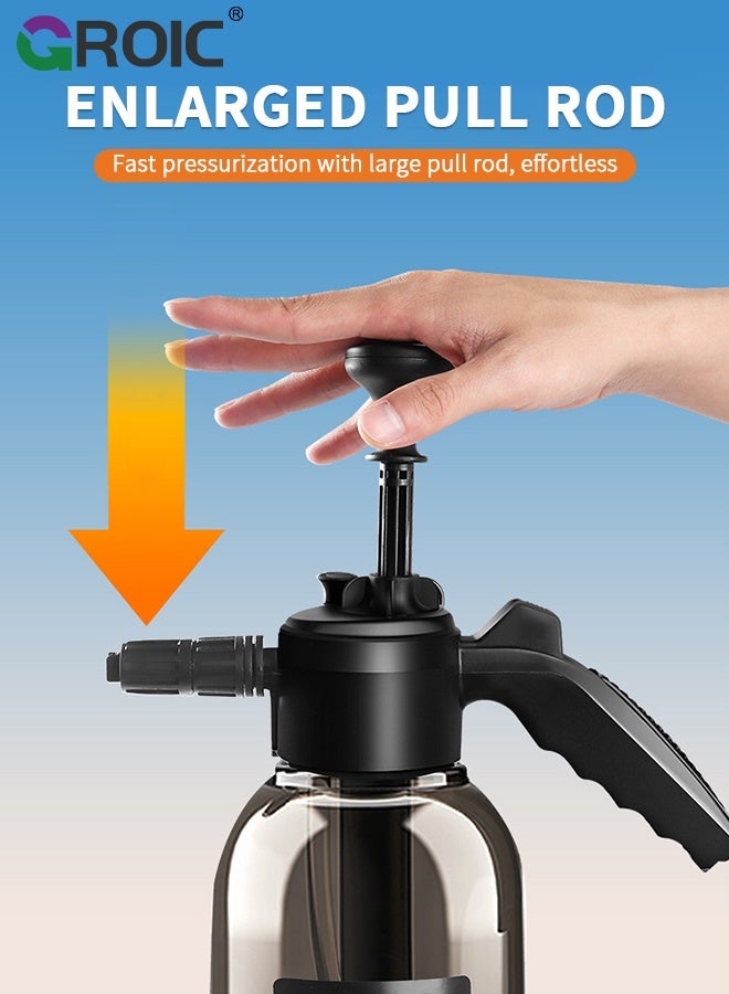 GROIC 2L Manual Pressure Foam Sprayer – Heavy Duty Garden Spray Bottle with Fan & Watering Nozzles, Acid & Alkali Resistant Pump Sprayer for Car Wash, Plants & Cleaning (Black) - Image 4