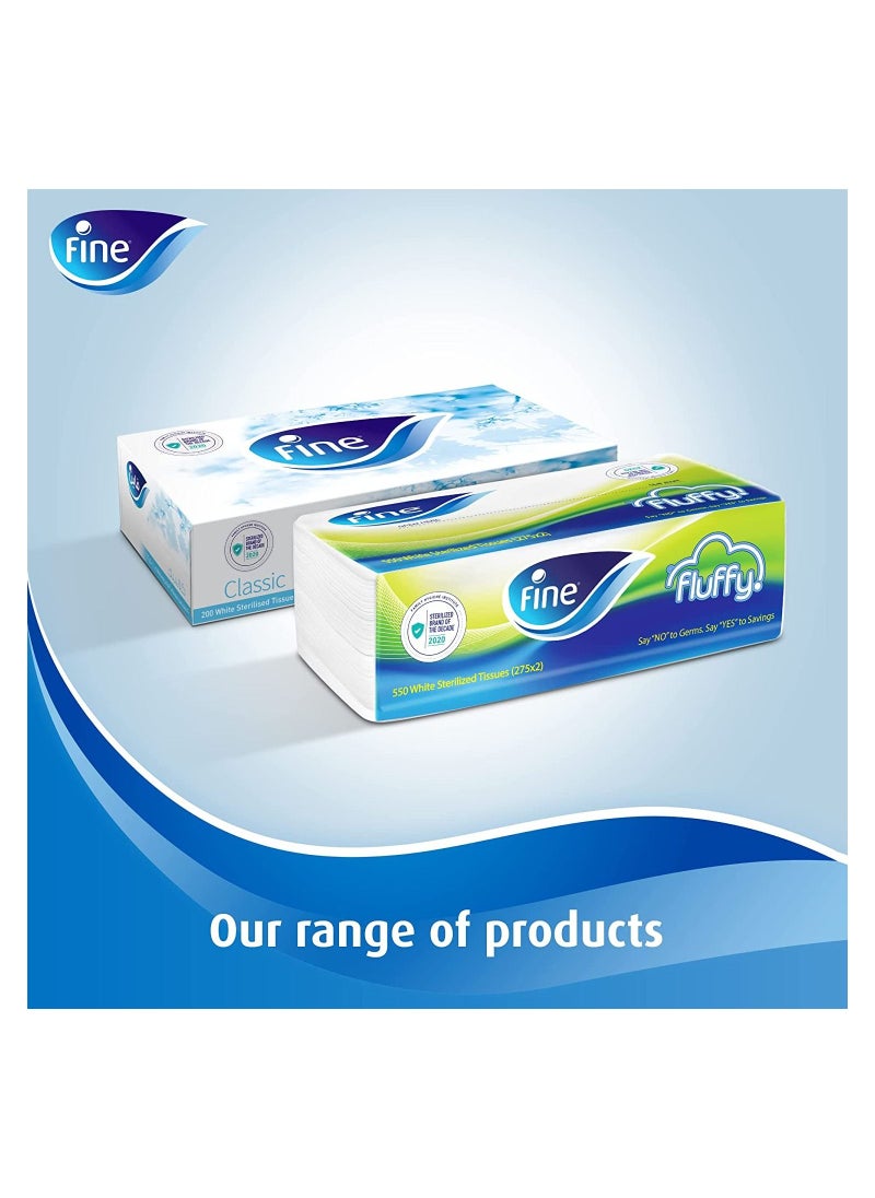 Fine Care - Classic Sterilized Facial Tissues 2 Ply 150 Sheets White Pack of 5 - Image 1