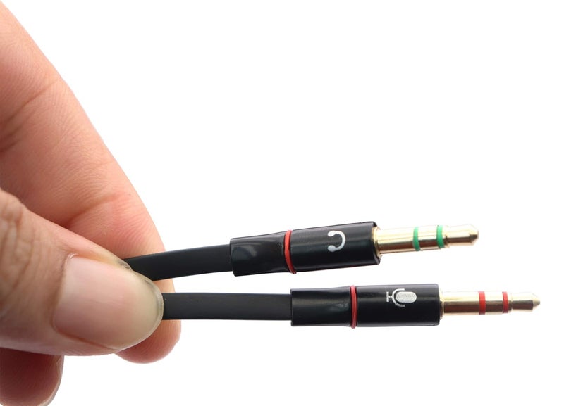 zdyCGTime 20CM Black 2-Pack 3.5mm Headphone Y Splitter for PC/Laptop with Mic & Stereo Audio Cable - Image 4