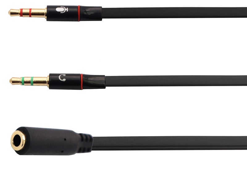 zdyCGTime 20CM Black 2-Pack 3.5mm Headphone Y Splitter for PC/Laptop with Mic & Stereo Audio Cable - Image 5