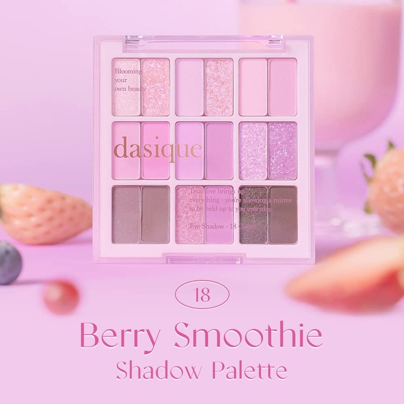 dasique Shadow Palette #18 Berry Smoothie l Vegan, Cruelty-Free l 18 Blendable Shades in Smooth Matte and Shimmer Finishes with Gorgeous Pearls - Image 2