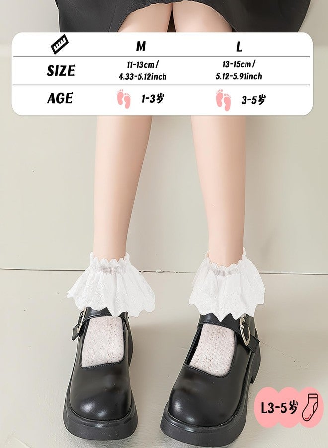 Jansun 6 Pairs Toddler Girls Ruffle Socks Baby Girl Lace Ruffle Socks Cotton Socks Eyelet Frilly Princess Infant Baby Toddler Girl Fancy Dress Socks - Image 3