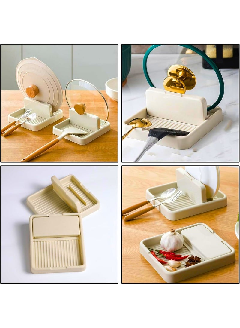 Chase Up Spoon Rest 2-Pack for Kitchen Counter, Stove Top, and Grill - Utensil and Lid Holder with Drip Pad - No Mess Cooking Ladle/Spatula/Spoon Holder for Countertop （Beige） - Image 2