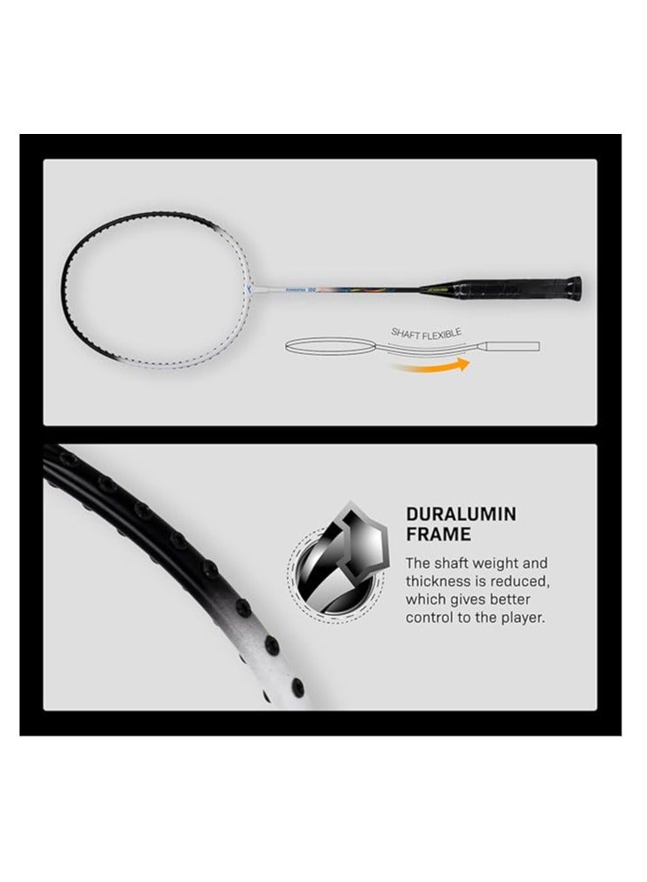 HUNDRED Powertek 100 (Set of 2) Badminton Racquet with Full Cover (Size: Standard, Grip Size: G5) | Strung | Material: Aluminium | Maximum Tension: 16-18lbs | for Intermediate player - Image 4