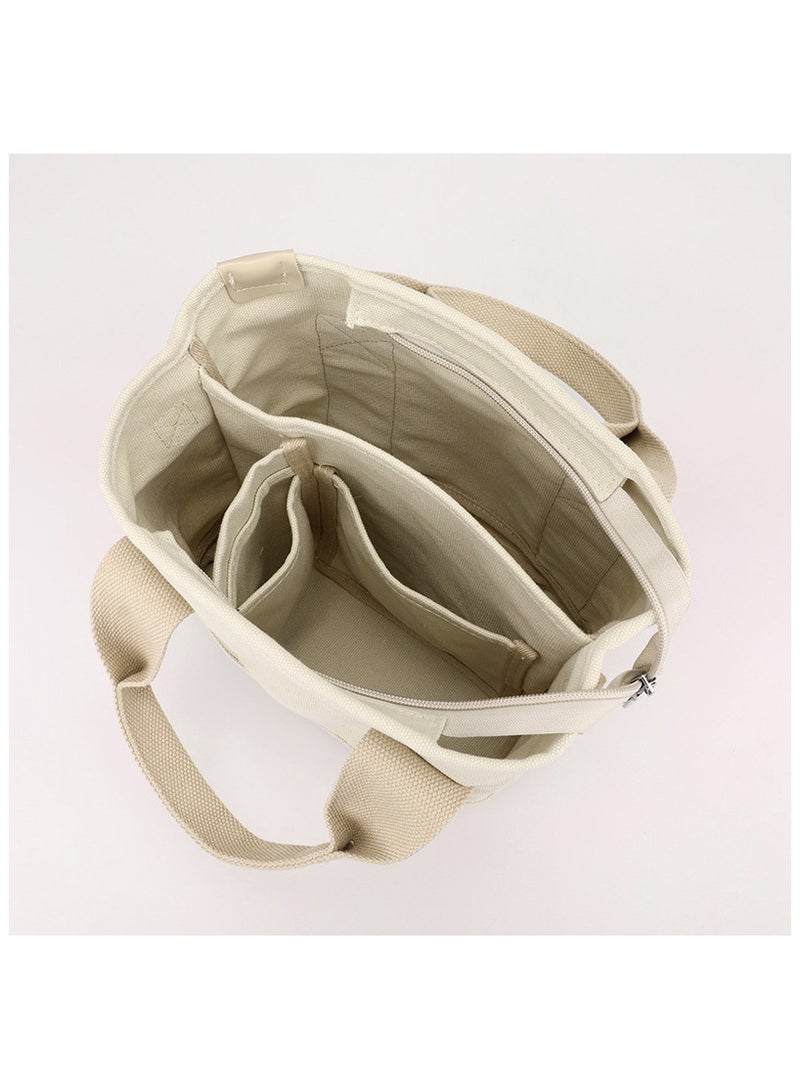 Canvas Tote Bag for Women with Multi Pockets,Trendy Shoulder Handbag with Compartments for shopping,Work,Beach - Image 3