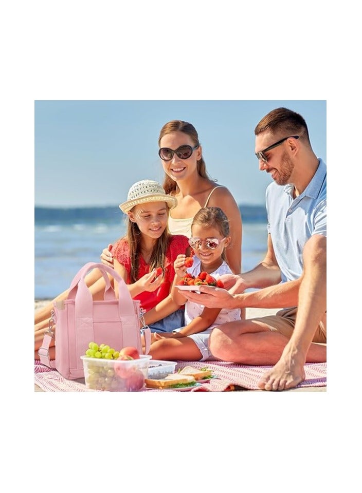 Canvas Tote Bag for Women with Multi Pockets,Trendy Shoulder Handbag with Compartments for shopping,Work,Beach - Image 4