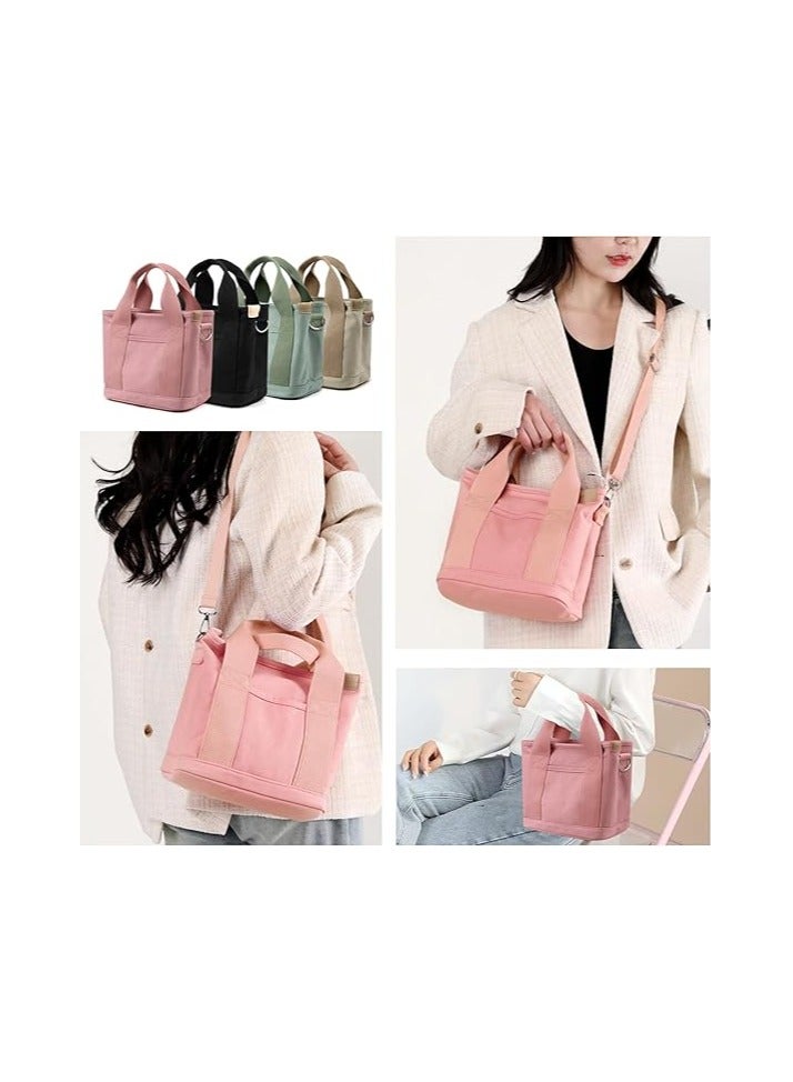 Canvas Tote Bag for Women with Multi Pockets,Trendy Shoulder Handbag with Compartments for shopping,Work,Beach - Image 5