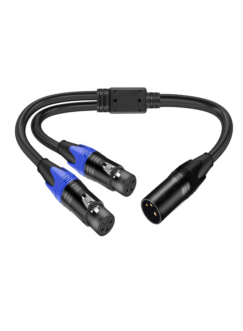 SYOSI XLR Splitter Cable 1 Male to 2 Female XLR Y Splitter Micrphone 3pin XLR Female to Dual XLR Male Balanced Mic Audio Cables for Speaker Systems Radio Station Stage Lighting 11.8inch - Image 1