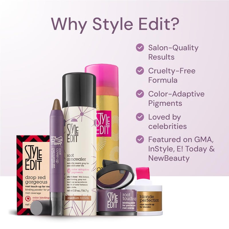 Style Edit Root Touch Up Powder for Medium Red Hair | Cover Up Hair Color for Grays and Roots Coverage | Mineral Infused Binding Hairline Powder | 0.13 oz. Tub - Image 5