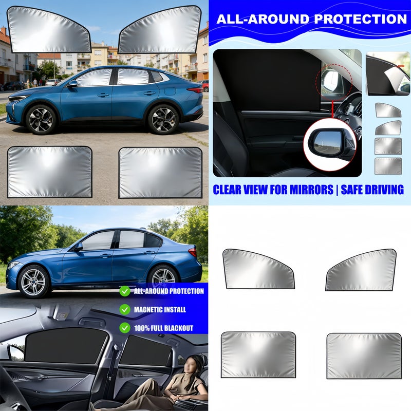 4pcs Car Side Window Sunshade Magnetic Universal Heat Blocking Privacy Mosquito Protection - Image 5