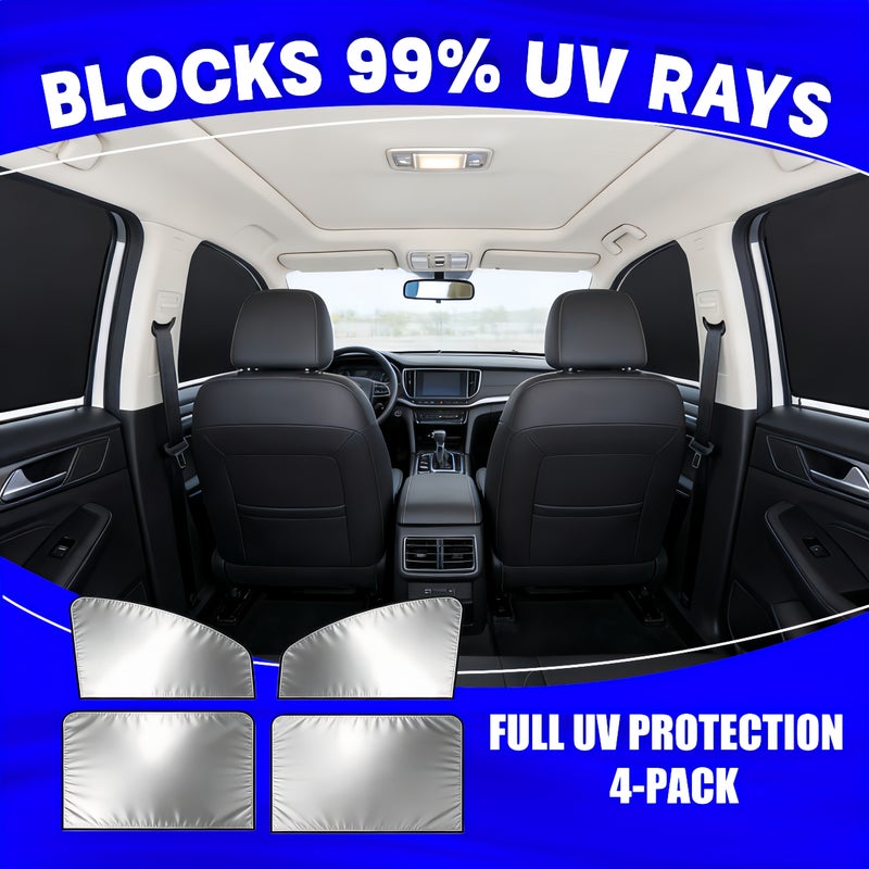 4pcs Car Side Window Sunshade Magnetic Universal Heat Blocking Privacy Mosquito Protection - Image 2