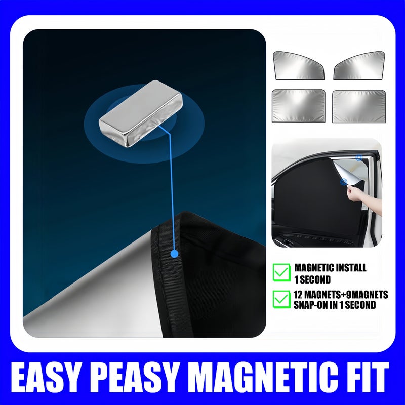 4pcs Car Side Window Sunshade Magnetic Universal Heat Blocking Privacy Mosquito Protection - Image 4