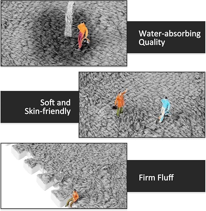 WENGTY Gym Mats for Floor – EVA Foam Interlocking Puzzle Exercise Mat – Waterproof, Anti-Slip Flooring for Home, Kids’ Room & Play School – Soft & Durable Foam Tiles (White-Grey, 10 PCS) - Image 5
