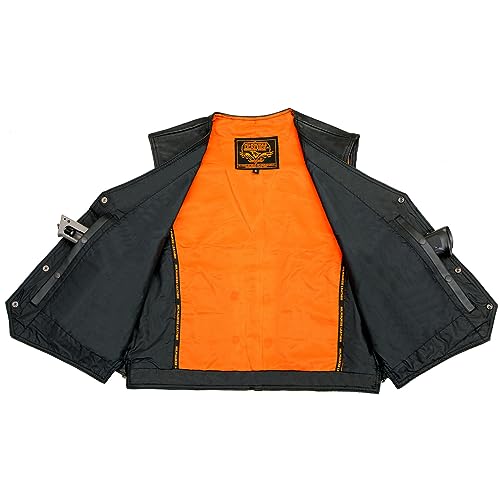 Milwaukee Leather سترة دراجات نارية جلدية من ميلووكي ML1927 للرجال باللون الأسود مع إغلاق بأزرار نيكيل على شكل نسر - مقاس متوسط - Image 4