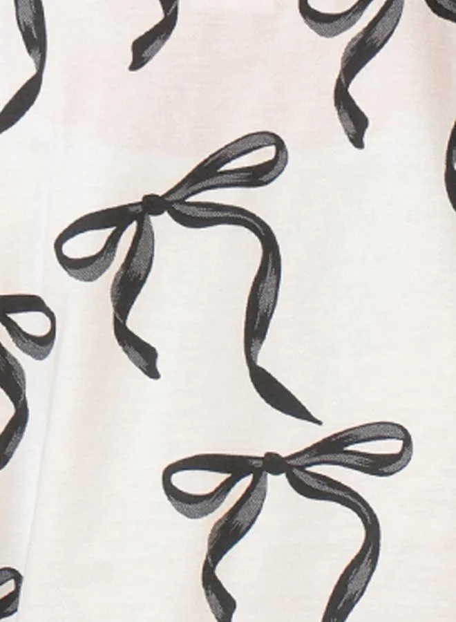 Anthrilo Anthrilo All-Over Bow Print Short Sleeve T-Shirt and Shorts Set