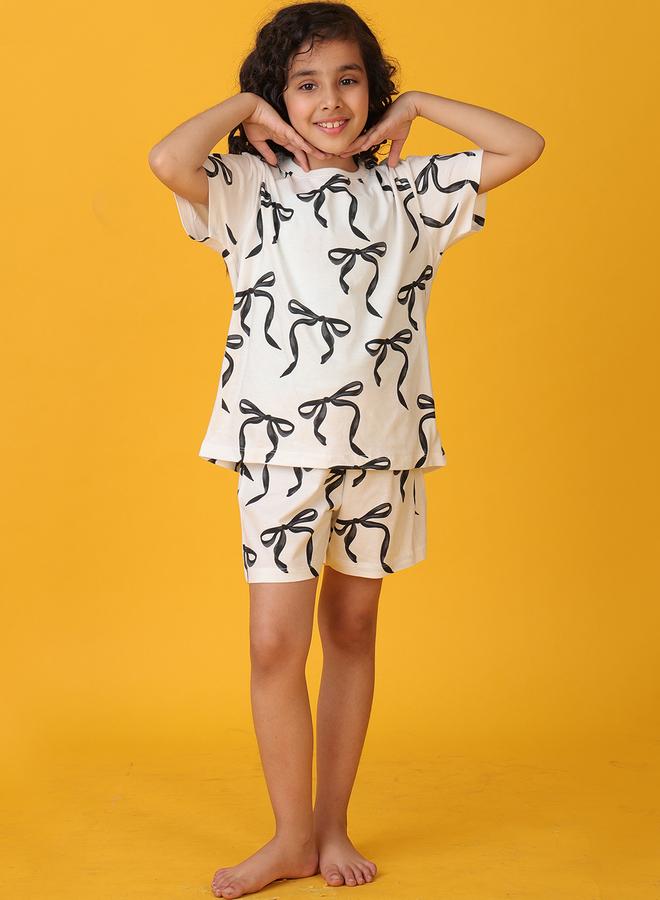 Anthrilo All-Over Bow Print Short Sleeve T-Shirt and Shorts Set - Image 2