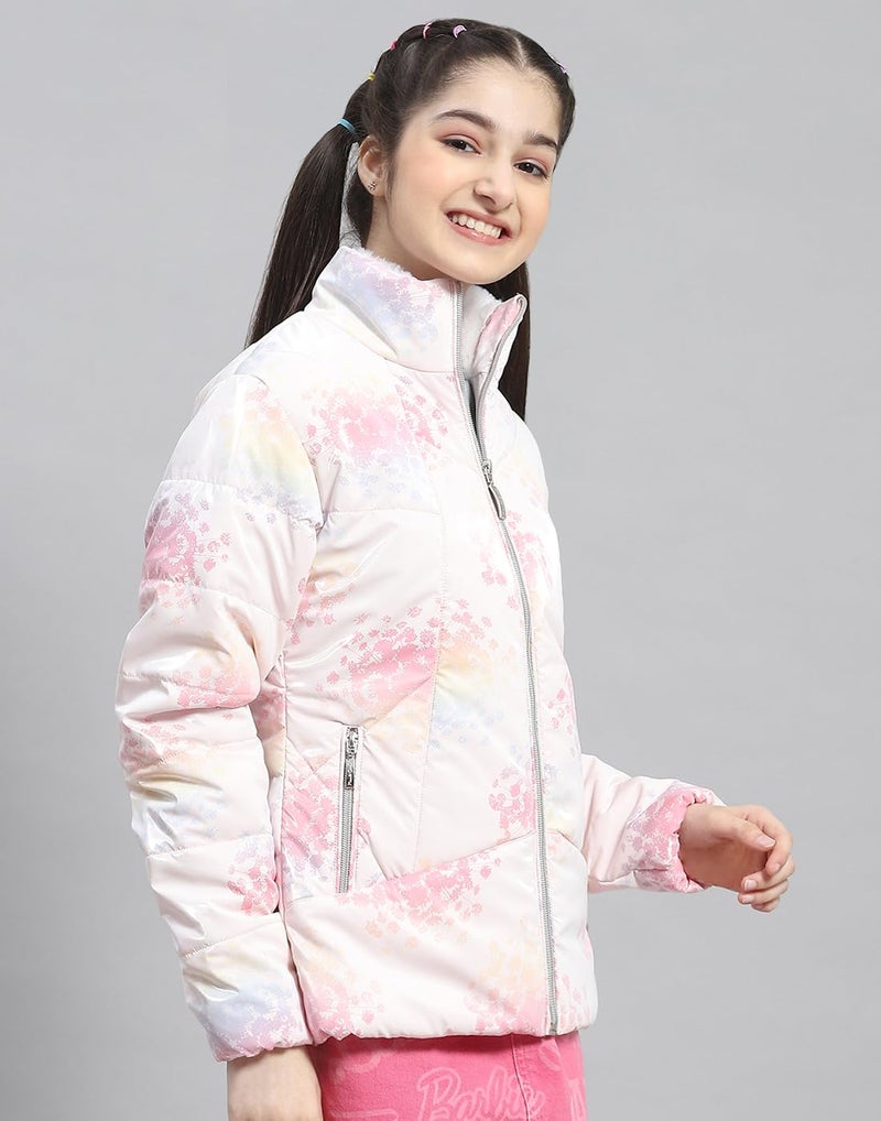 Monte Carlo Girls Pink Printed Full Sleeve Stand Collar Casual Jacket (523063723-1-26) - Image 3