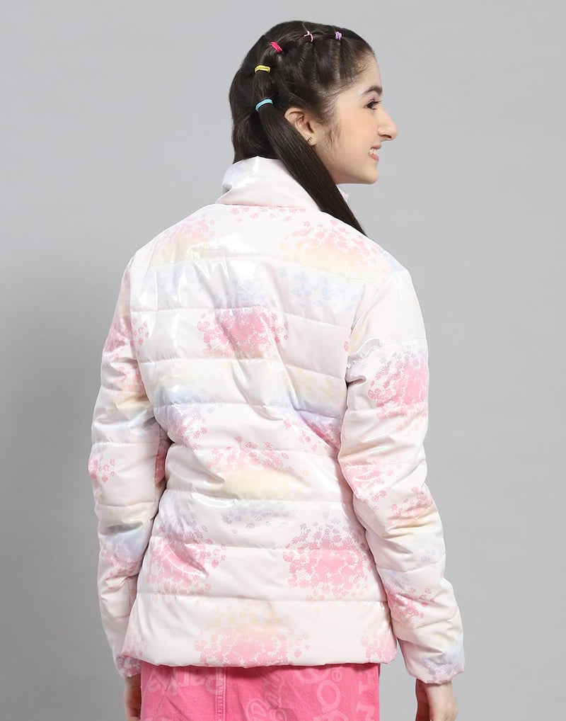 Monte Carlo Girls Pink Printed Full Sleeve Stand Collar Casual Jacket (523063723-1-26) - Image 4