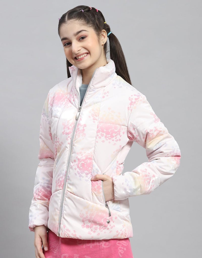 Monte Carlo Girls Pink Printed Full Sleeve Stand Collar Casual Jacket (523063723-1-26) - Image 2