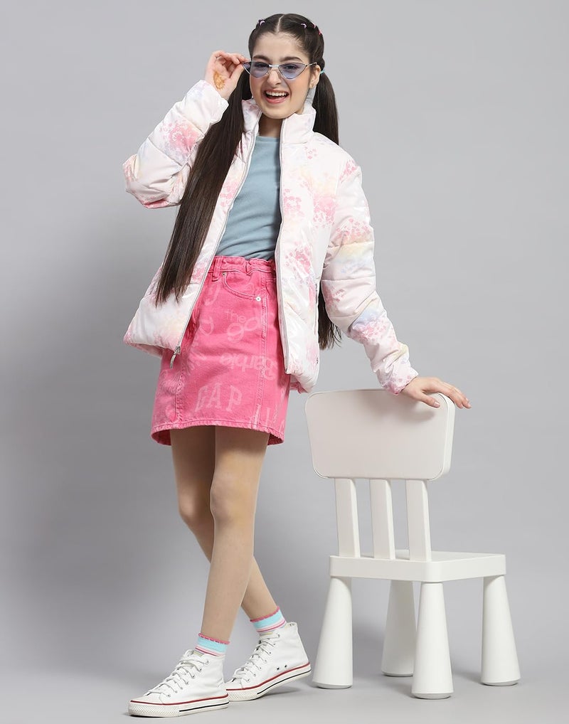 Monte Carlo Girls Pink Printed Full Sleeve Stand Collar Casual Jacket (523063723-1-26) - Image 5
