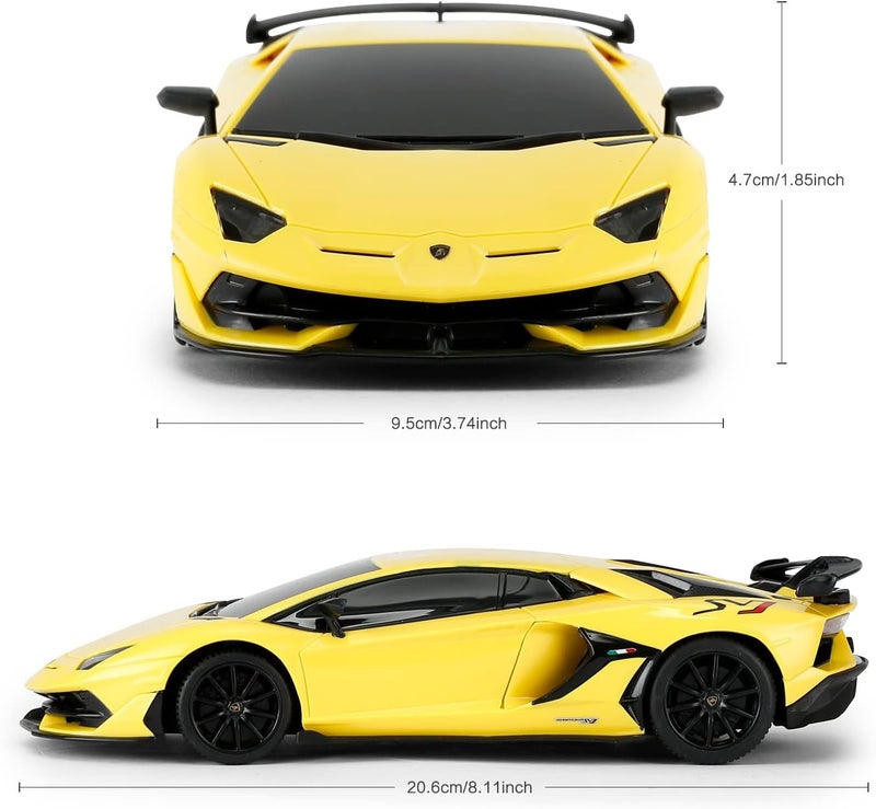 RASTAR Lamborghini Remote Control Car, 1/24 RC Lamborghini Aventador SVJ RC Model Toy Car, Yellow - Image 4