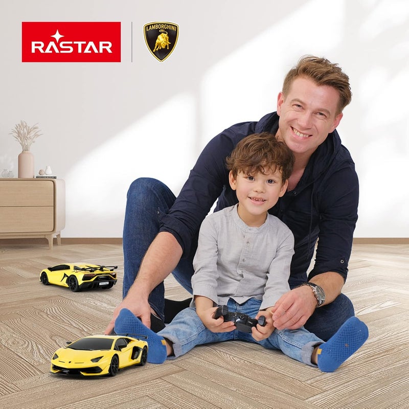 RASTAR Lamborghini Remote Control Car, 1/24 RC Lamborghini Aventador SVJ RC Model Toy Car, Yellow - Image 2