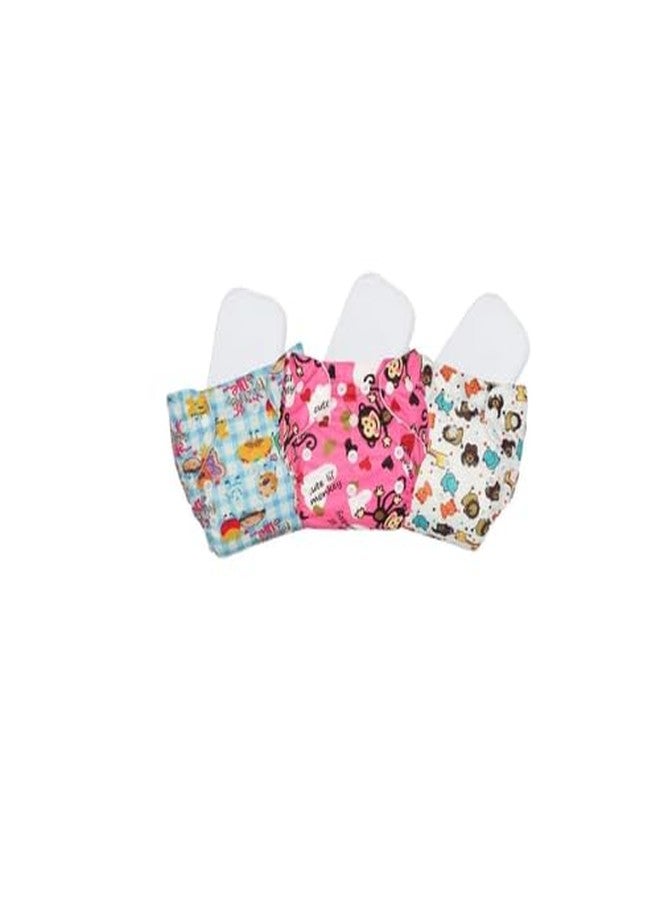 Laee cute "Eco-Friendly Baby Cloth Diapers with Absorbent Inserts - Soft, Washable & Adjustable (skyblue+pink+white) - Image 1