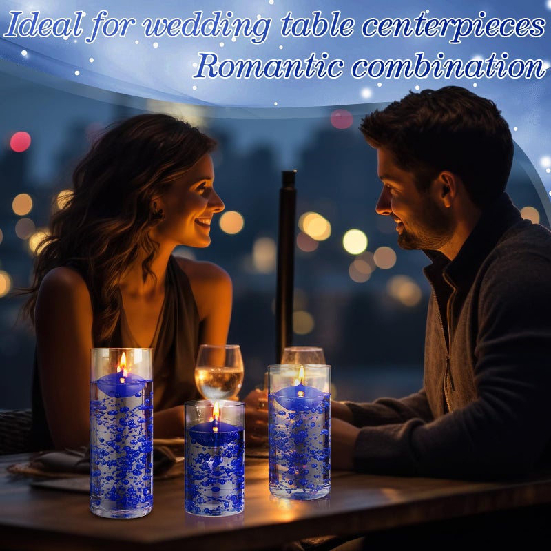 Fumete 40 Pcs Blue Floating Candles Pearl Strings for Centerpieces Small Unscented Floating Candles Vase Fillers Table Decoration for Meditation, Spa, Swimming Pool Party, Wedding Dining Table Decor - Image 3
