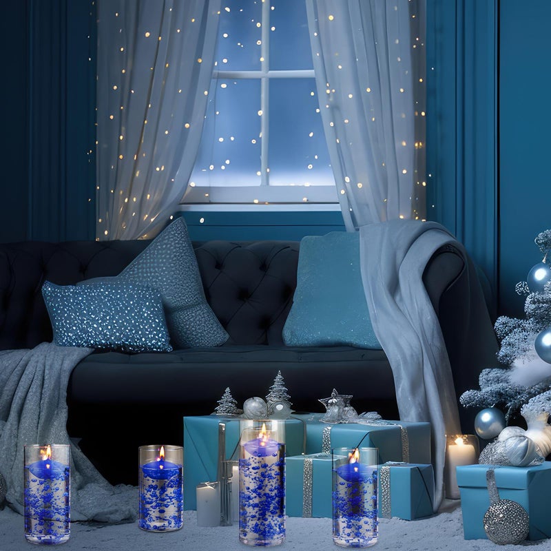Fumete 40 Pcs Blue Floating Candles Pearl Strings for Centerpieces Small Unscented Floating Candles Vase Fillers Table Decoration for Meditation, Spa, Swimming Pool Party, Wedding Dining Table Decor - Image 5