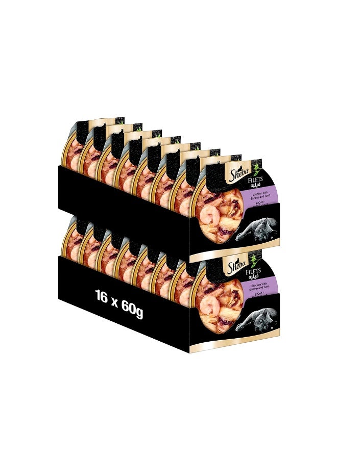 Sheba Filets Chicken With Shrimps And Tuna For Cat - 60G (Pack Of 16) - Image 1