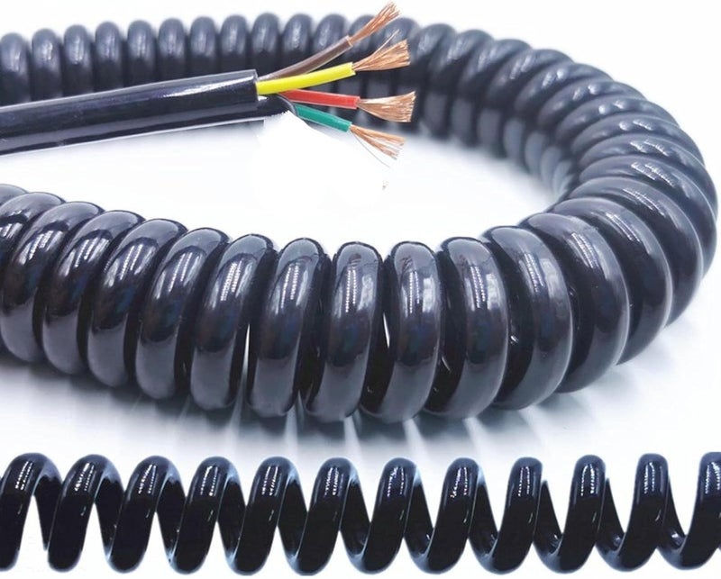 Spring Cable,Spring Telescopic Spiral Cable, Spring Telescopic Spiral Cable 4 Core Spring Telescopic Wire Spiral Cable 24AWG0.2mm 20AWG0.5mm 17AWG1.0mm 14AWG2.0mm Stretchable Extension Wire Stretch 3. - Image 2