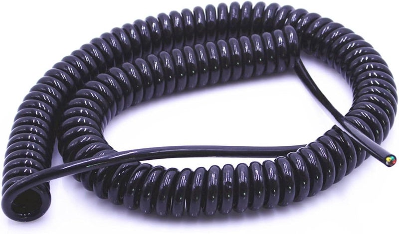 Spring Cable,Spring Telescopic Spiral Cable, Spring Telescopic Spiral Cable 4 Core Spring Telescopic Wire Spiral Cable 24AWG0.2mm 20AWG0.5mm 17AWG1.0mm 14AWG2.0mm Stretchable Extension Wire Stretch 3. - Image 1