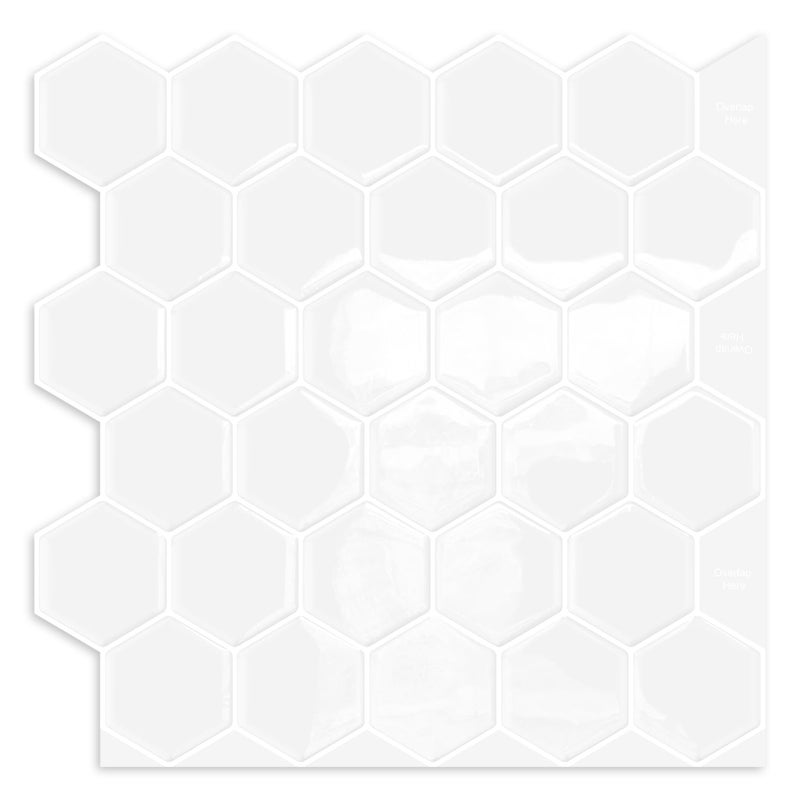 MOONFUN 10-Sheet Hexagon Peel and Stick Kitchen Backsplash Tiles,Honeycomb Waterproof Self-Adhesive Wall Tile Stick on Backsplash for Kitchen,RV and Bathroom(White,12"Ã—12") - Image 1