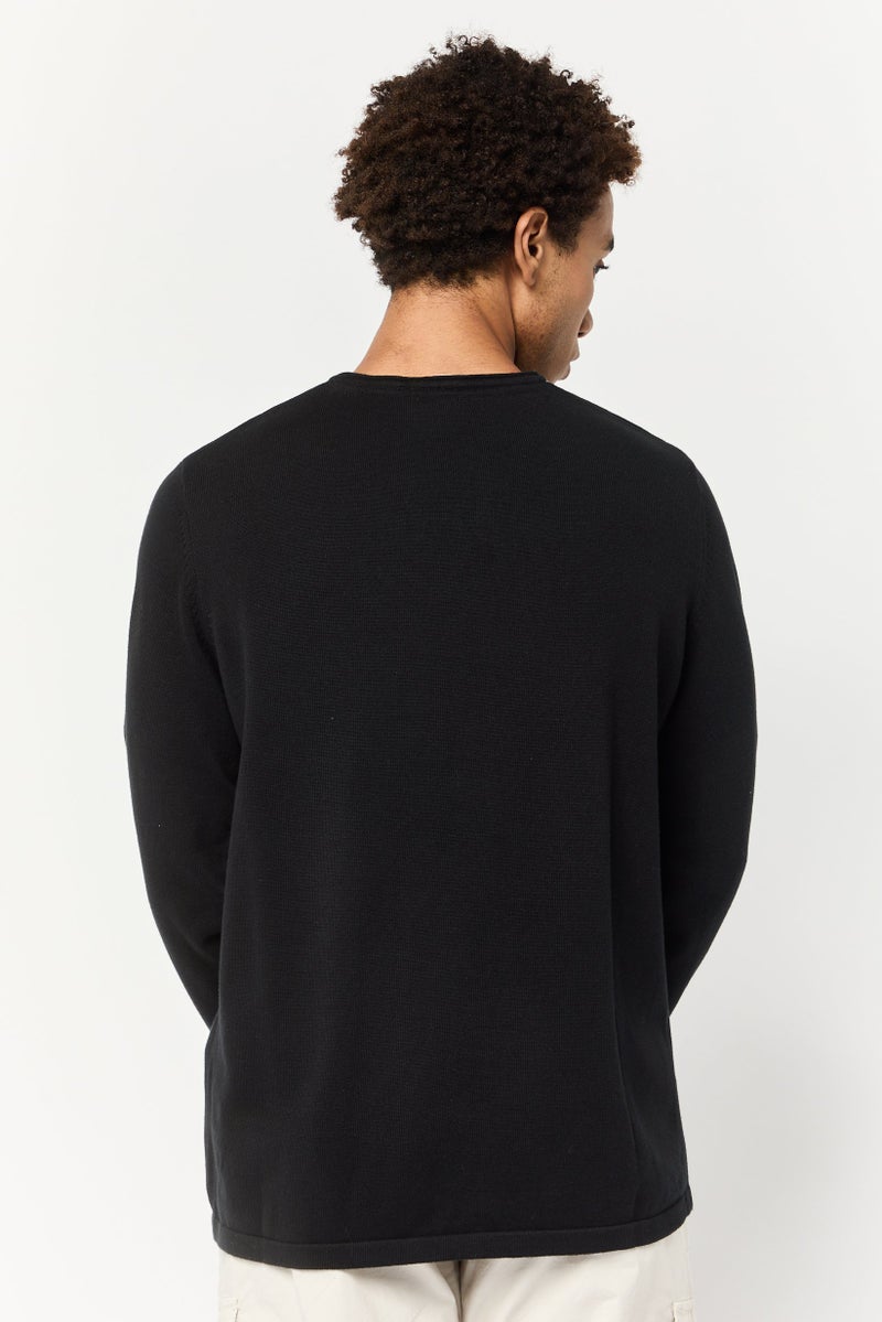 Celio Men Crew Neck Solid Sweater, Black - Image 4