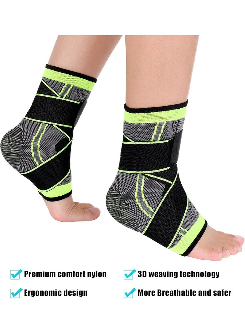 Elastic Compression Ankle Brace Set (Pack of 2) - Ankle Support Socks with Adjustable Straps for Injury Recovery & Joint Pain Relief - Breathable Arch Support & Foot Stabilizer Wrap - Image 3