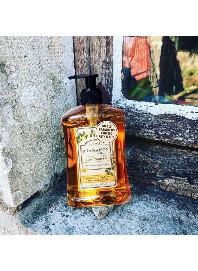 A La Maison Honeysuckle Liquid Hand Soap - Triple French Milled Natural Moisturizing Soap (3 Pack, 16.9 oz Bottle) - Image 4