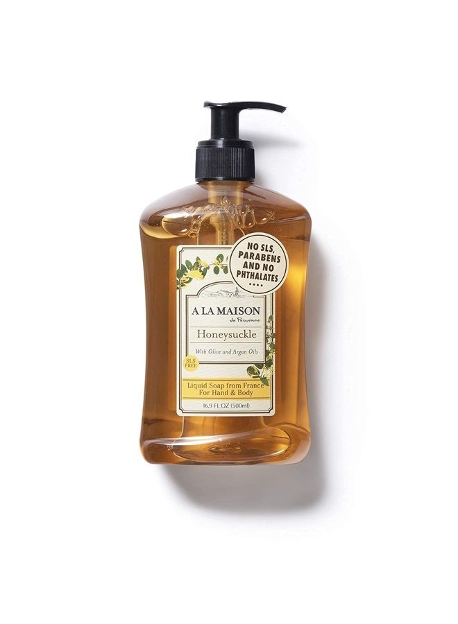 A La Maison Honeysuckle Liquid Hand Soap - Triple French Milled Natural Moisturizing Soap (3 Pack, 16.9 oz Bottle) - Image 5