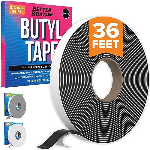 Better Boat Butyl Tape, RV and Marine Window Seal Kit, Black Double-Sided Putty Tape, 1/8" x 3/4" x 36 Ft, Waterproof Rubber Caulking for Boat, RV Windows, and Outdoor Sealing - Image 1