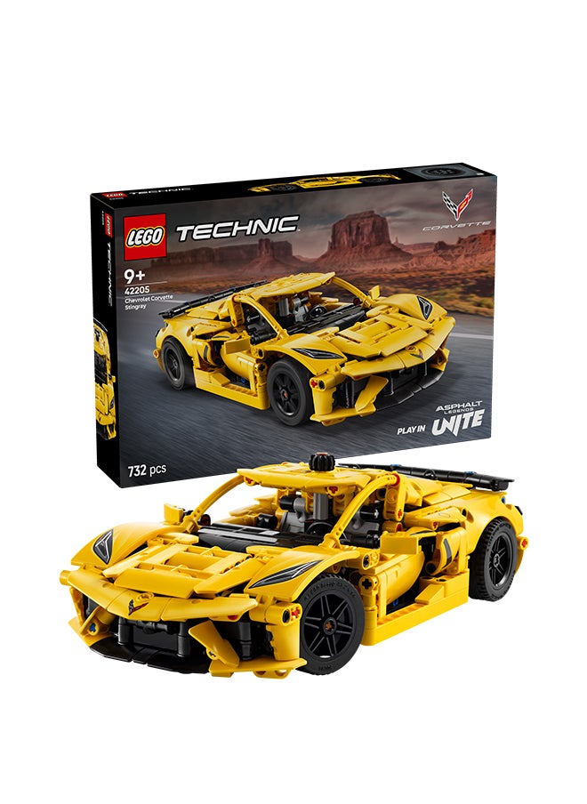 LEGO Technic Chevrolet Corvette Stingray Race Car Toy, 8-Cylinder Engine and Differential - Vehicle Model Kit - Birthday Gift for 9+ Year Old Boys, Girls or Adult Motorsport Fans - 42205 (732 pieces)  - Image 1