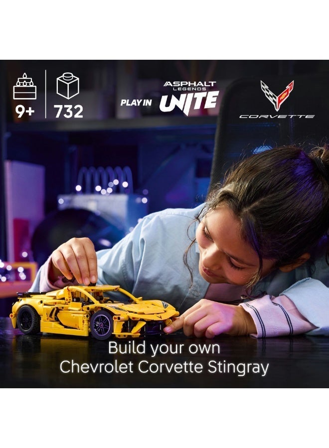LEGO Technic Chevrolet Corvette Stingray Car Toy Set 42205 (Age 9+, 732 Pieces) - Image 3