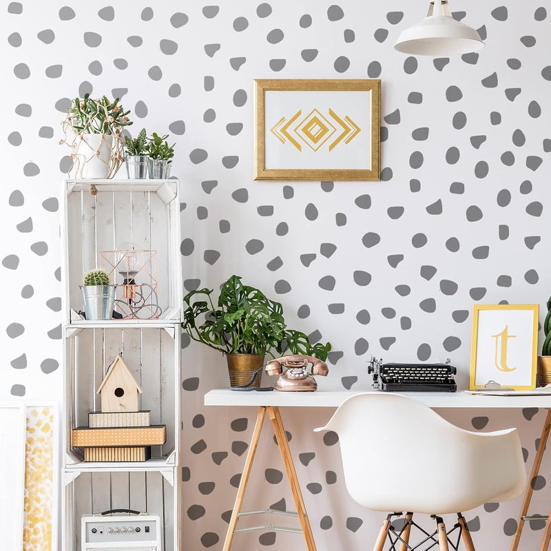 Outus 500 Pieces Irregular Polka Dots Boho Wall Decal Vinyl Nursery Wallpaper Sticker Wall Decor Peel and Stick Dot Wall Sticker for Kids Baby Girl Bedroom Home Classroom Decoration (Silver) - Image 1