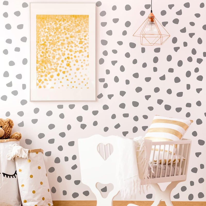 Outus 500 Pieces Irregular Polka Dots Boho Wall Decal Vinyl Nursery Wallpaper Sticker Wall Decor Peel and Stick Dot Wall Sticker for Kids Baby Girl Bedroom Home Classroom Decoration (Silver) - Image 3