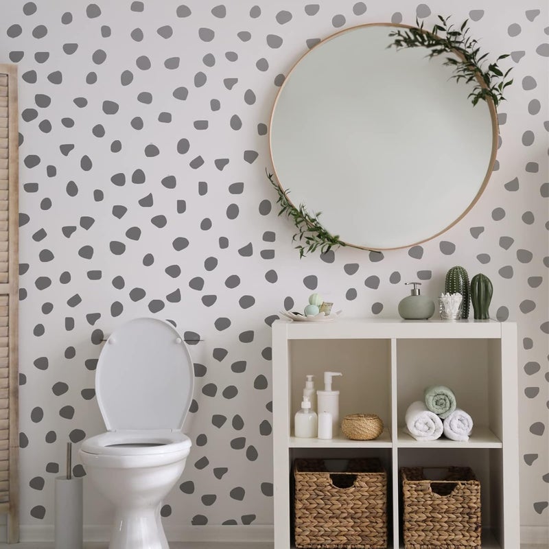 Outus 500 Pieces Irregular Polka Dots Boho Wall Decal Vinyl Nursery Wallpaper Sticker Wall Decor Peel and Stick Dot Wall Sticker for Kids Baby Girl Bedroom Home Classroom Decoration (Silver) - Image 5